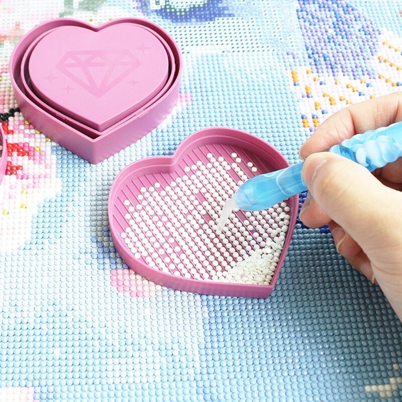 2 Pcs Heart - Shaped 5D Diamond Painting Storage Tray Box - BlueBellpaintings