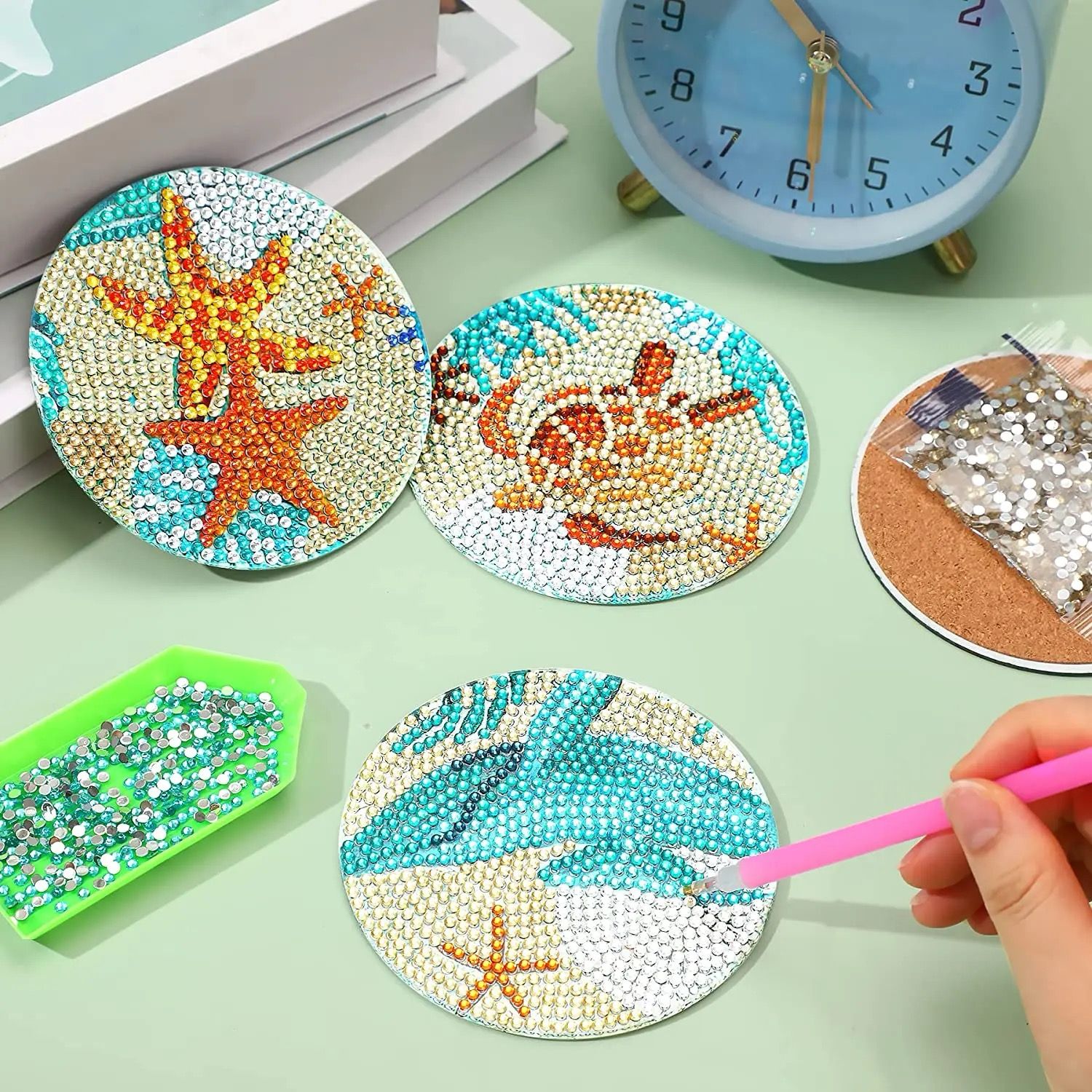 6 pcs DIY diamond coaster set - BlueBellpaintings