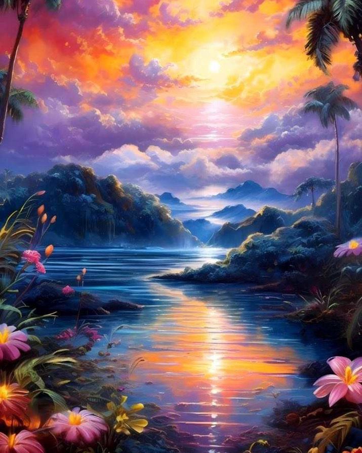 Tropical Sunrise Paint by number