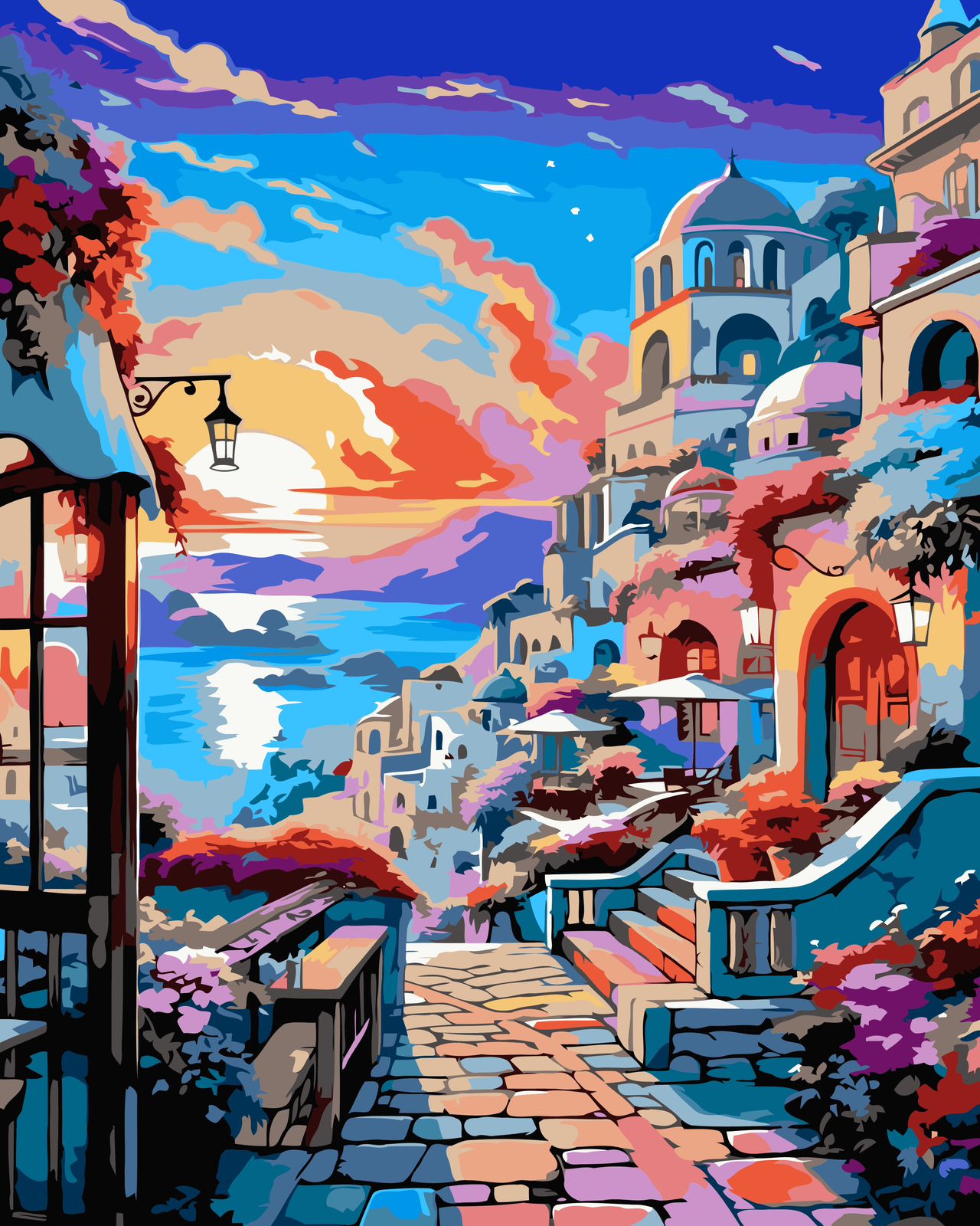 Pastel Greece Town Paint by number