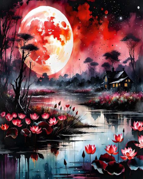 Crimson Moon paint by number