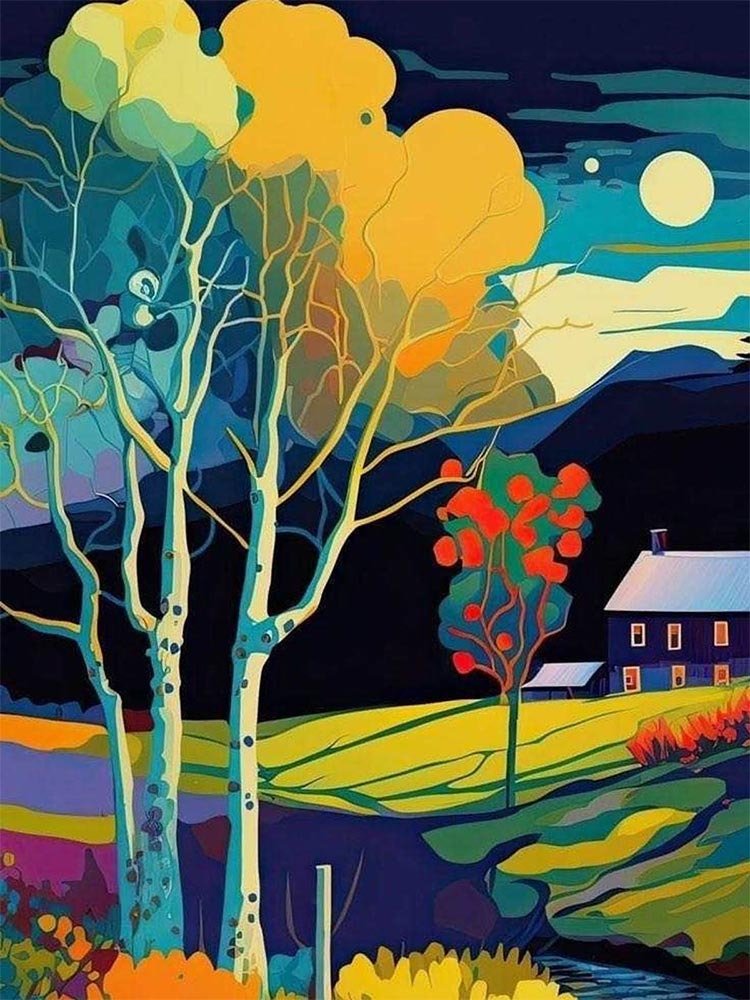 Abstract Farm house - BlueBellpaintings